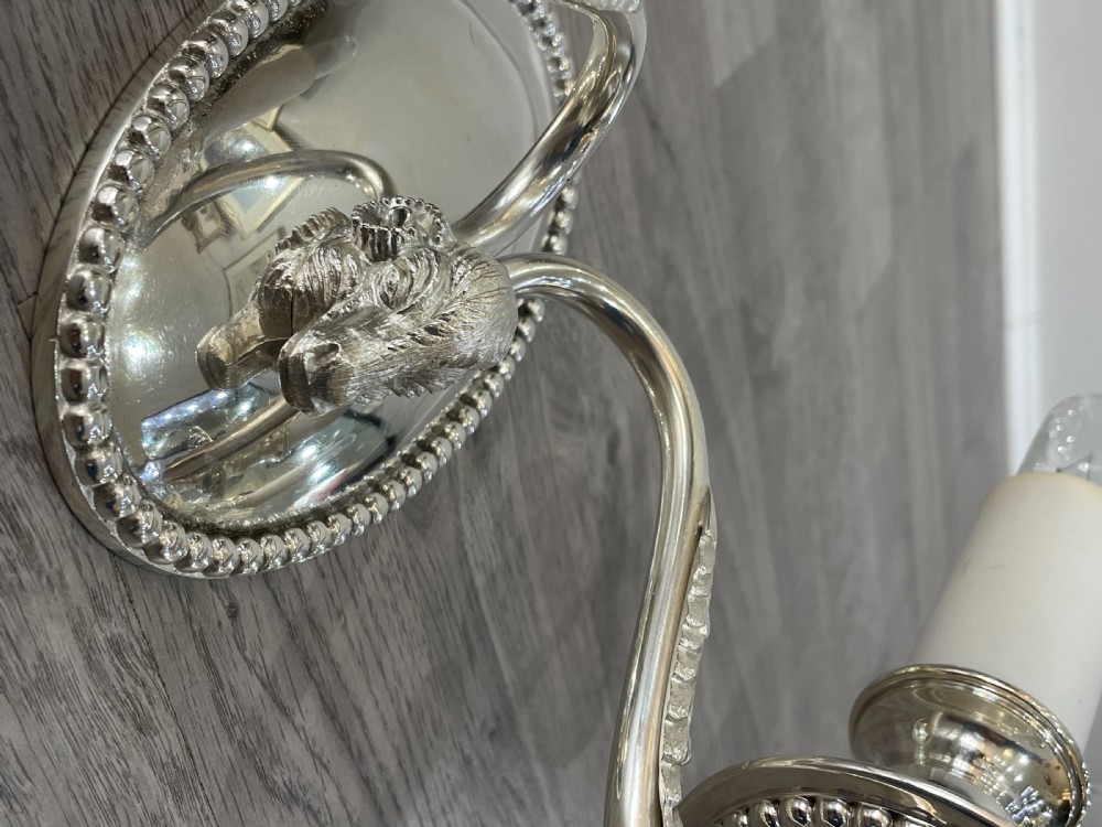 George V Silver Plated Twin Arm Wall Lights View VIII