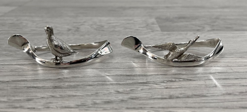 Unusual Pair of George V Silver Wishbobe Napkin Rings View III