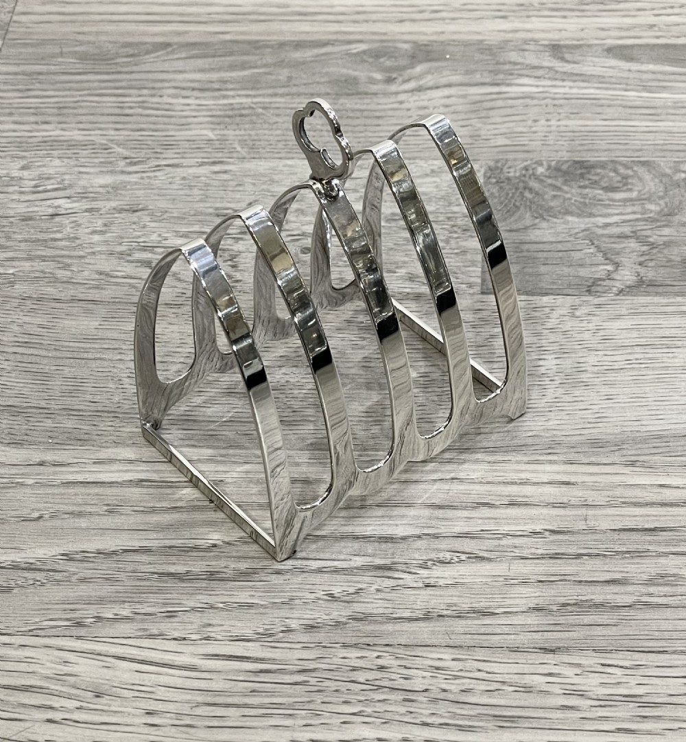 Four Division Solid Silver Toast Rack View V
