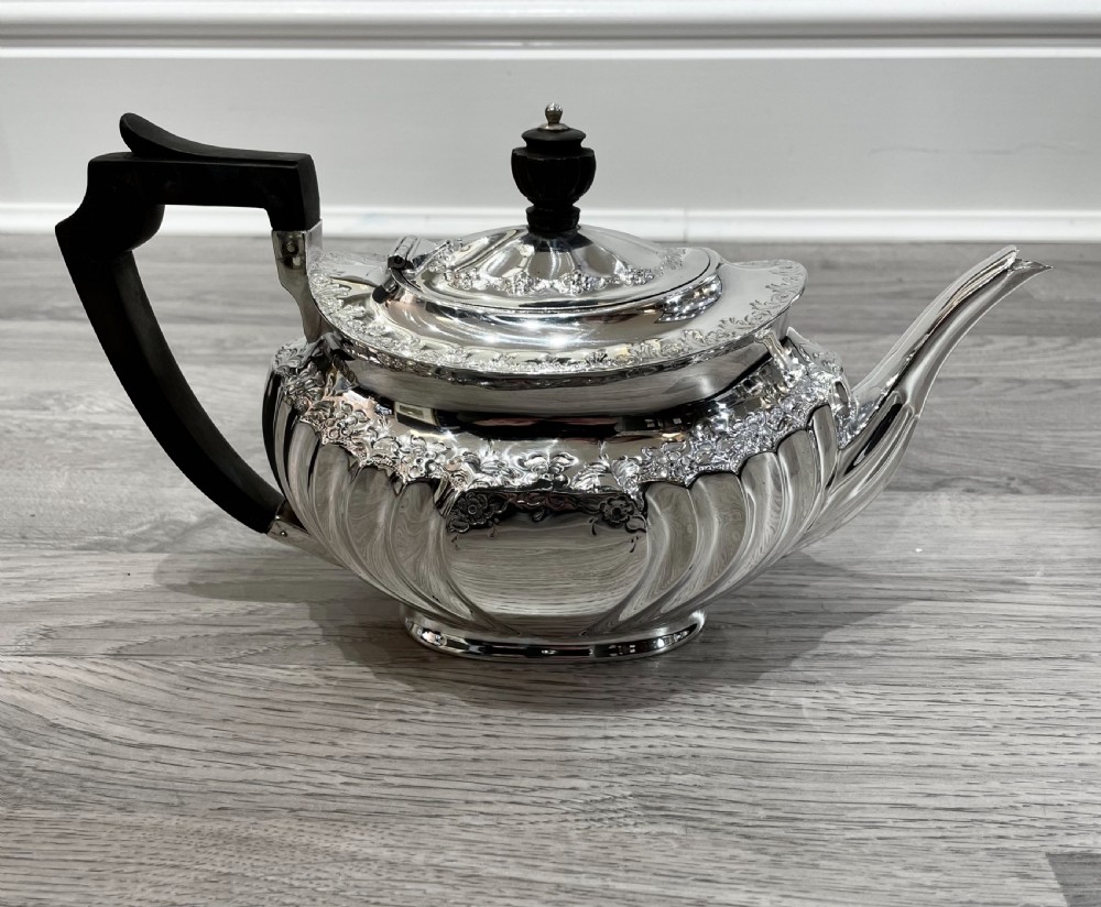 Victorian Solid Silver Teapot, 1898 View II