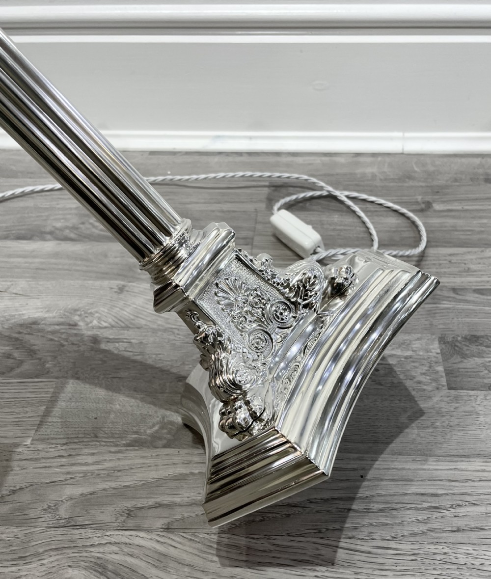 Stunning Victorian Silver Plated Lamp View V