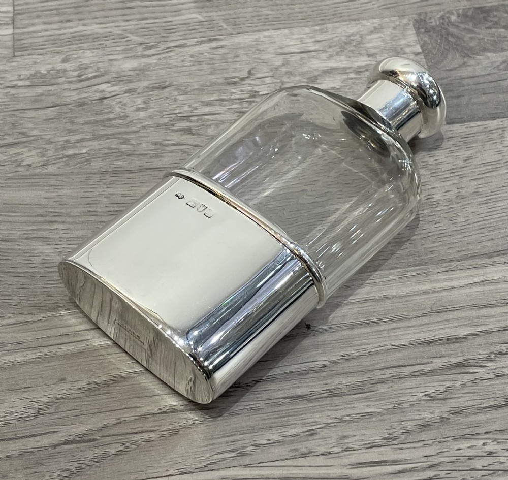 Edwardian Solid Silver Hip Flask by Alfred Clark, London 1902