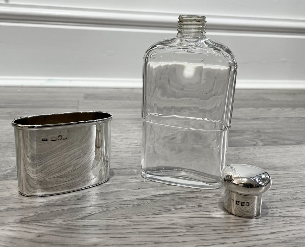 Edwardian Solid Silver Hip Flask by Alfred Clark, London 1902 View VII
