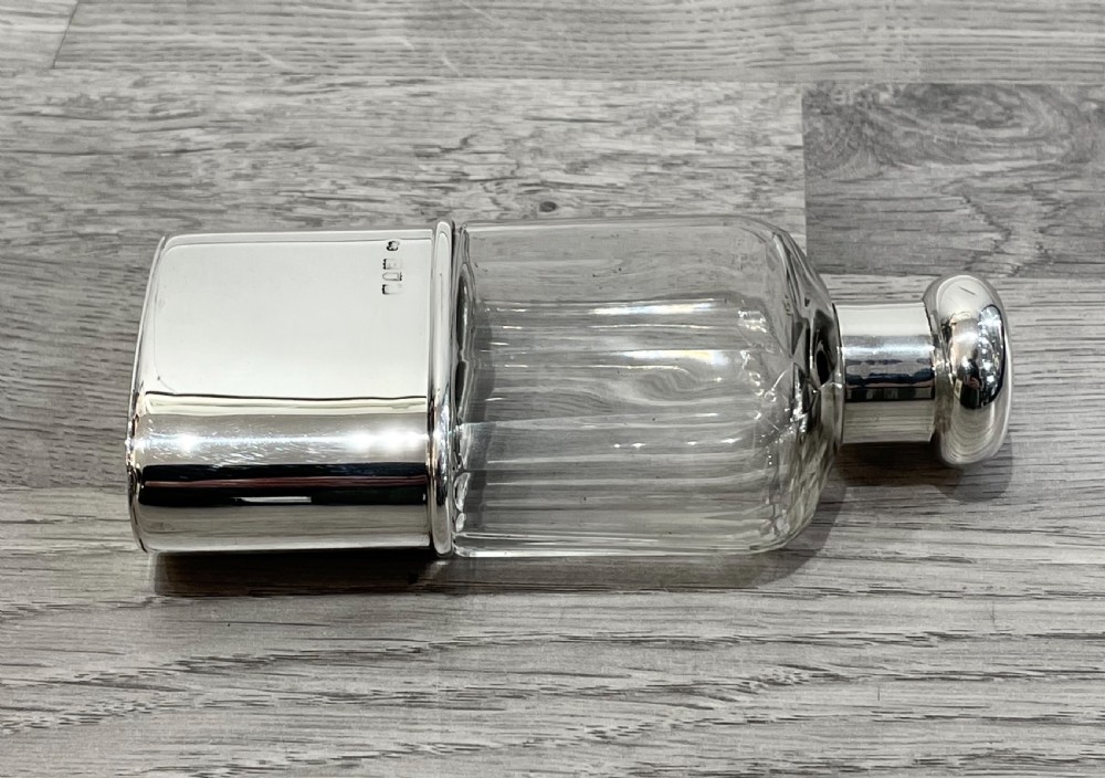 Edwardian Solid Silver Hip Flask by Alfred Clark, London 1902 View IX