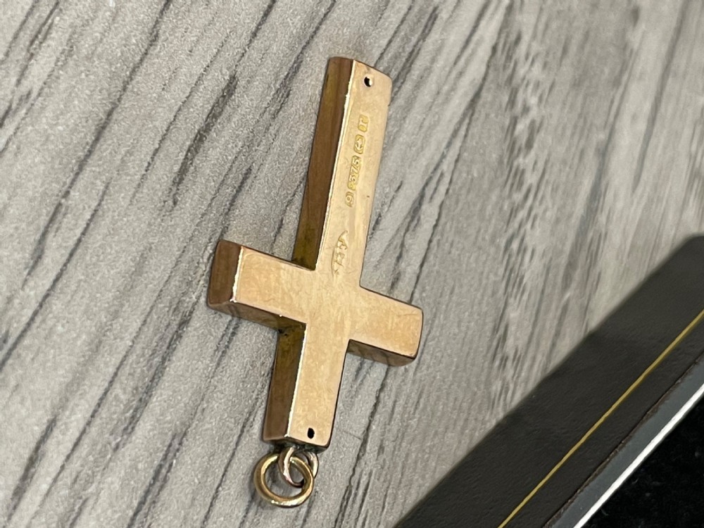 9ct Rose Gold Floral Engraved Cross Pendant View IV