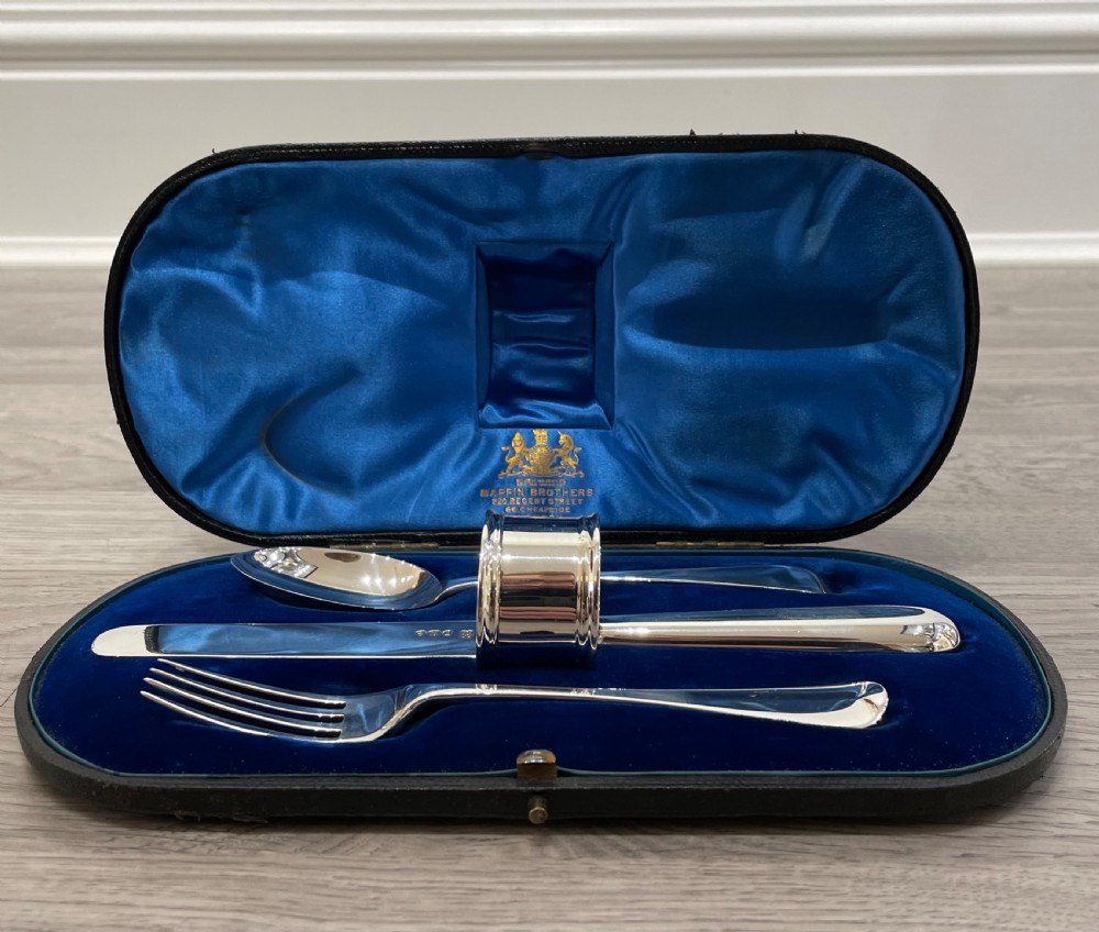 Victorian Solid Silver Four Piece Christening Set, 1889 View II