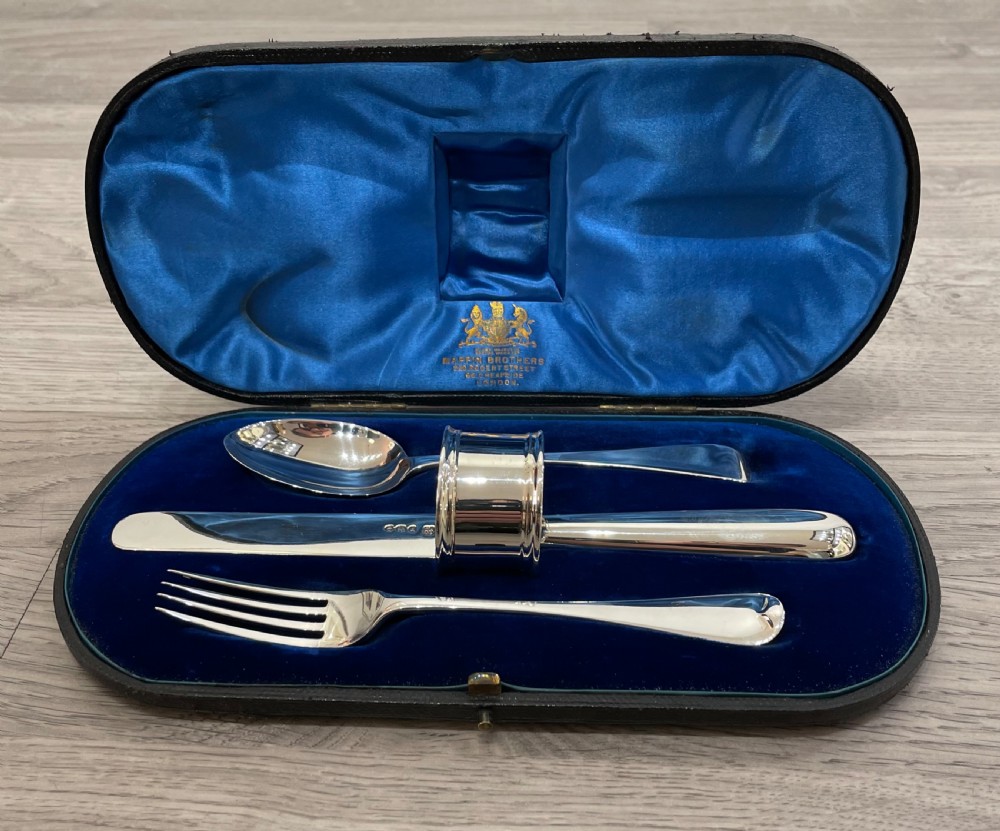 Victorian Solid Silver Four Piece Christening Set, 1889 View III