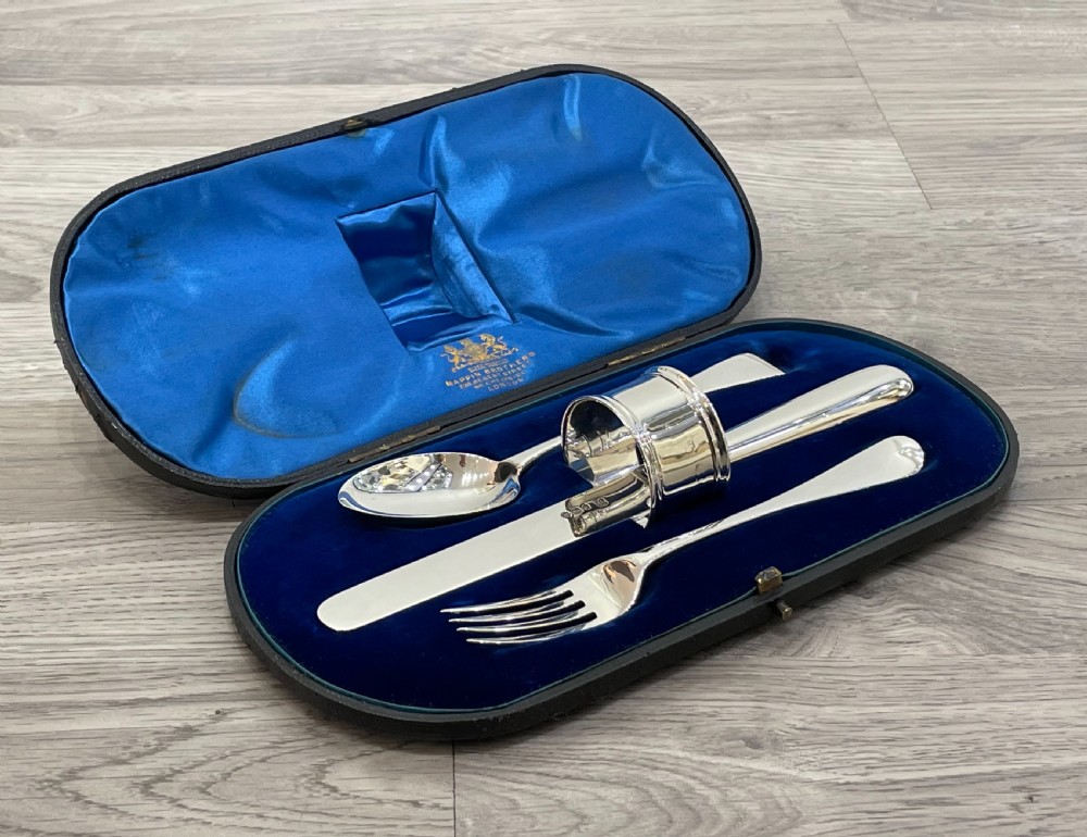 Victorian Solid Silver Four Piece Christening Set, 1889 View IV