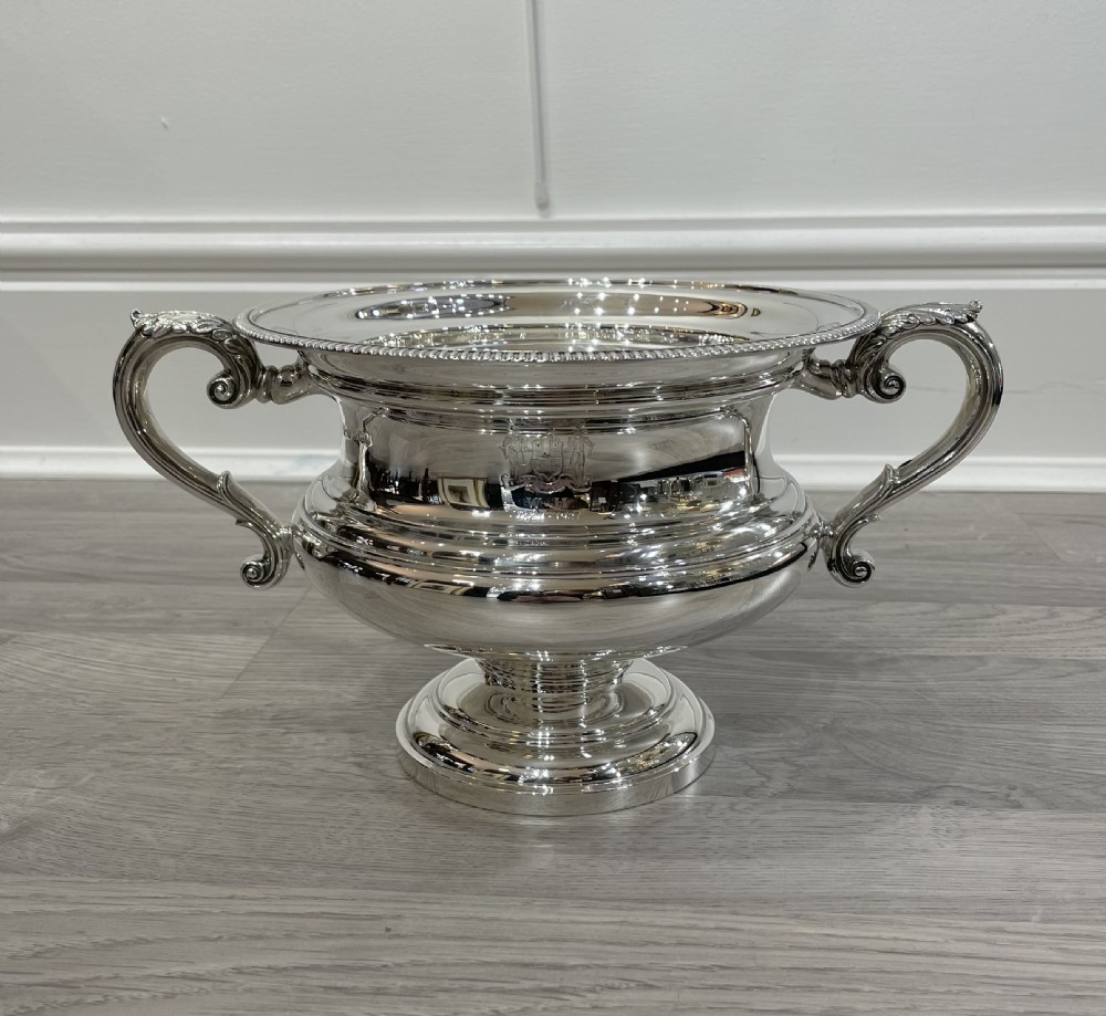 Large George V Solid Silver Twin Handle Bowl, Walker & Hall View II