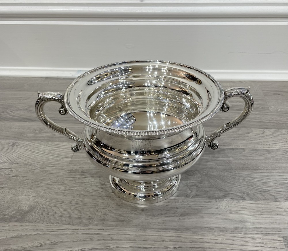 Large George V Solid Silver Twin Handle Bowl, Walker & Hall View III