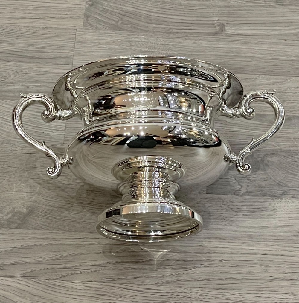 Large George V Solid Silver Twin Handle Bowl, Walker & Hall View VI