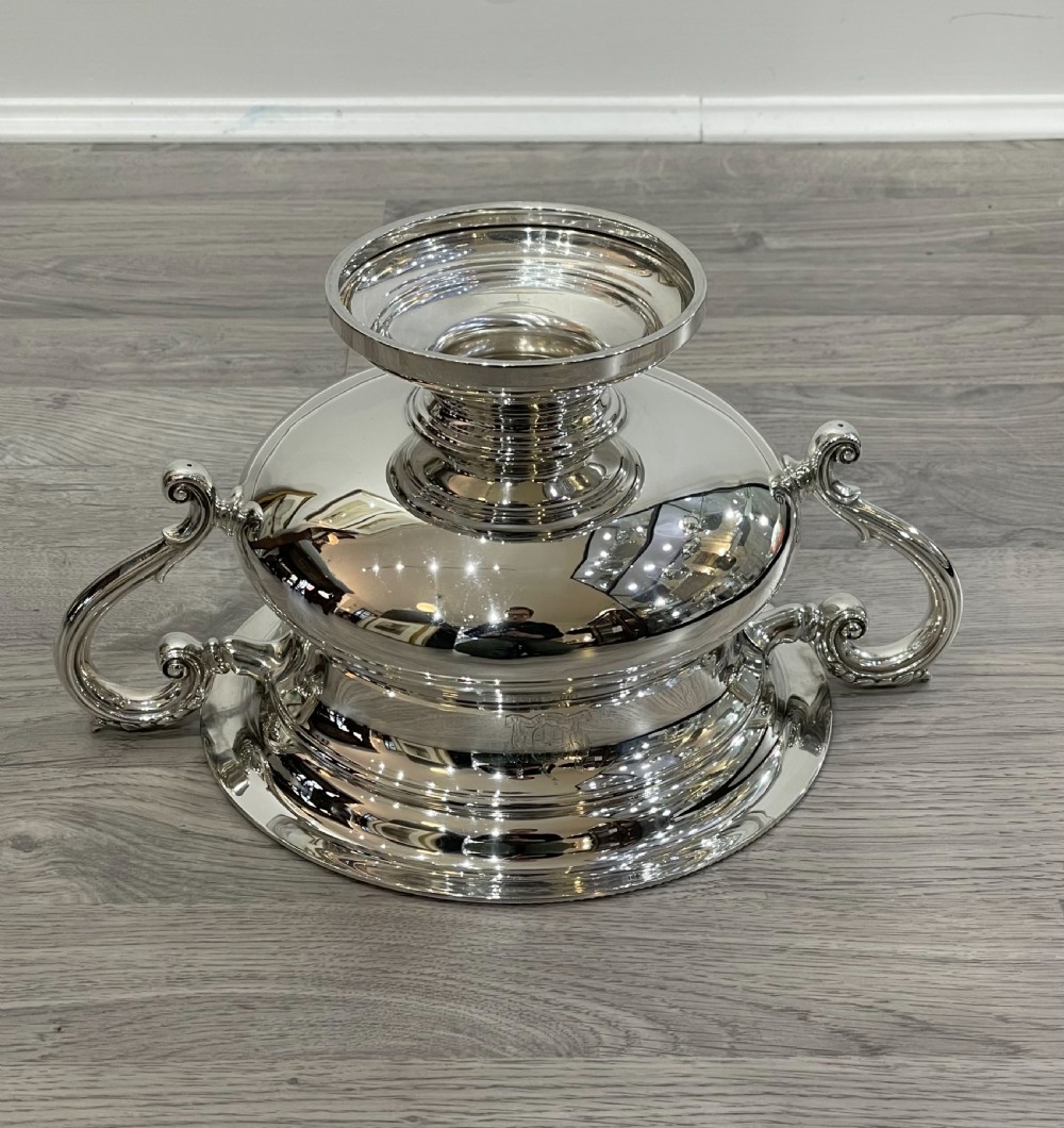Large George V Solid Silver Twin Handle Bowl, Walker & Hall View VIII