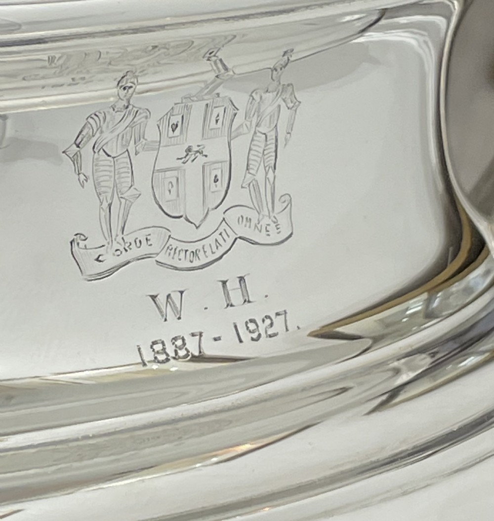 Large George V Solid Silver Twin Handle Bowl, Walker & Hall View IX
