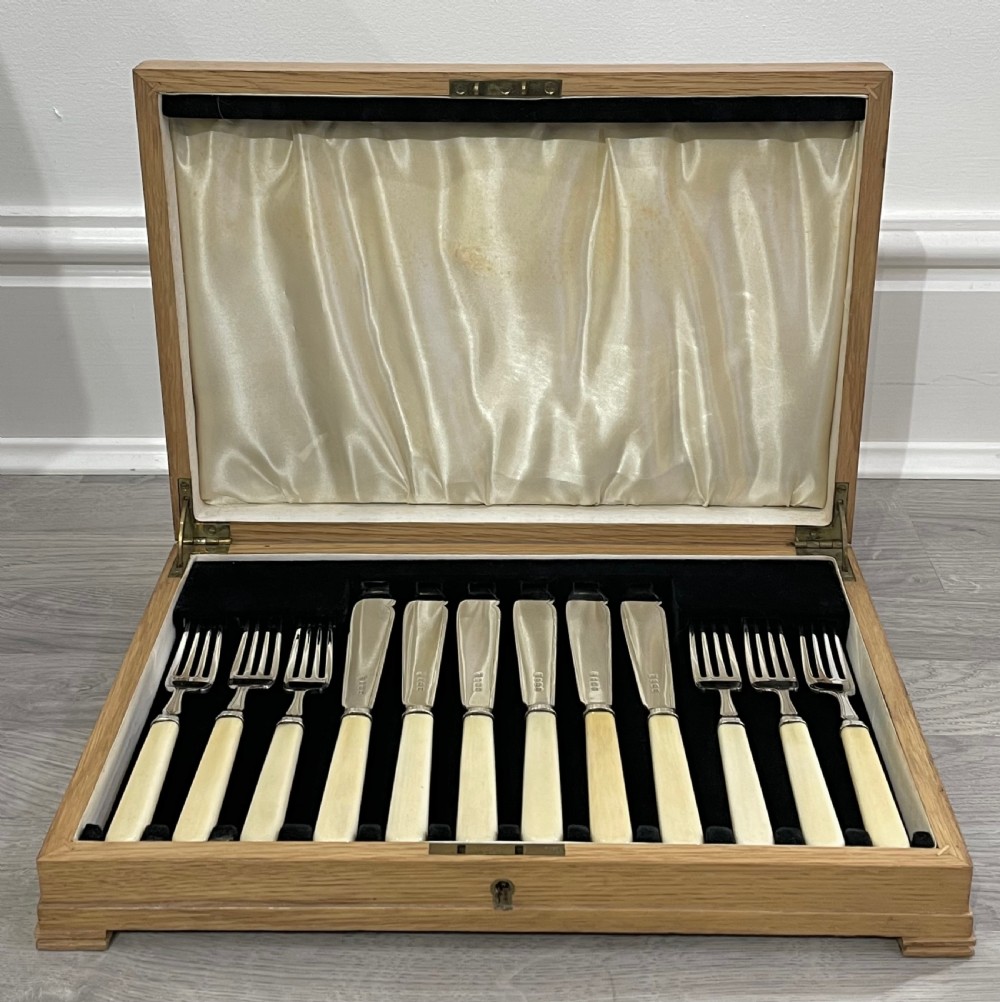 George VI Solid Silver Fish Knives & Forks for Six Persons View II