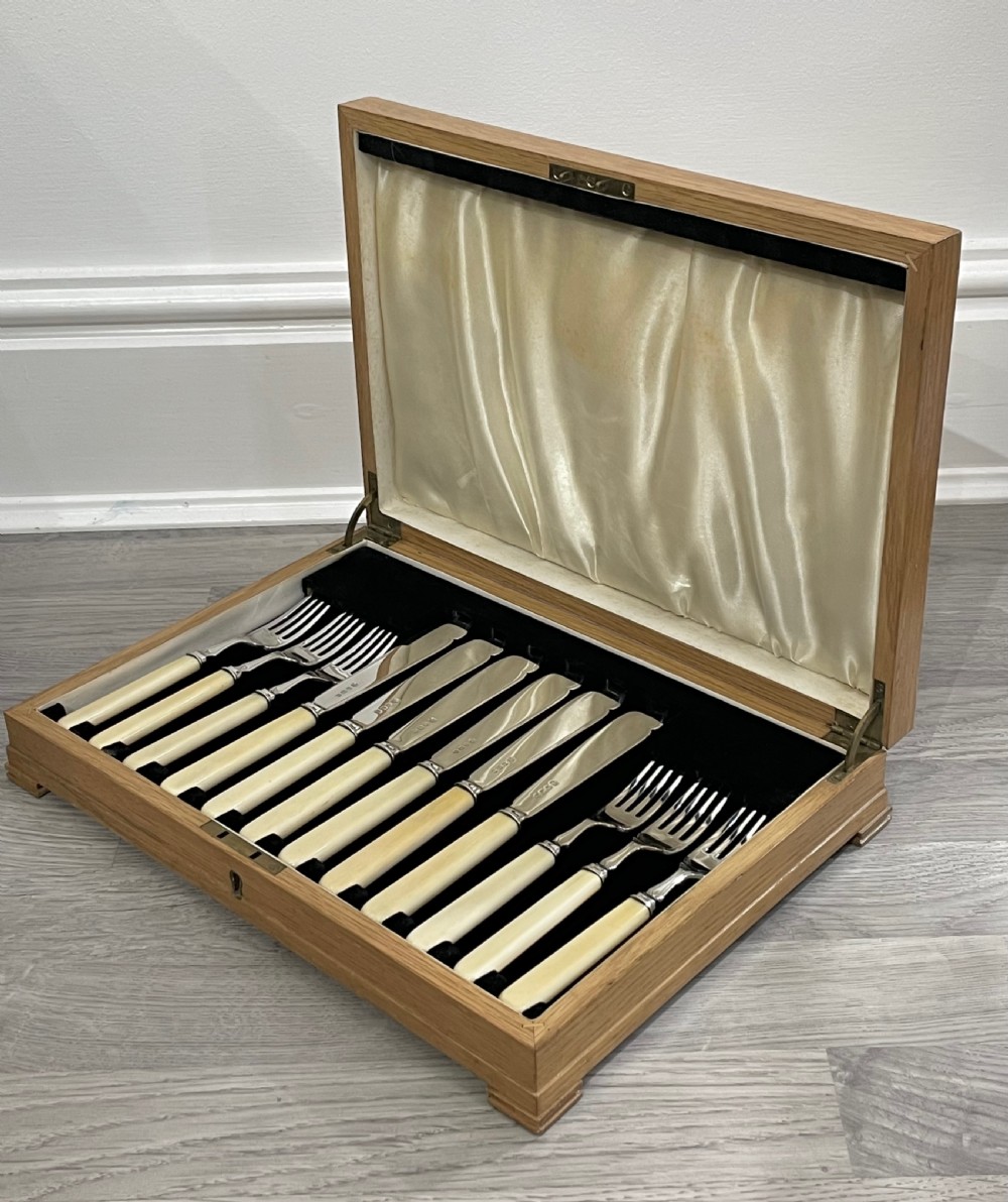 George VI Solid Silver Fish Knives & Forks for Six Persons View IV