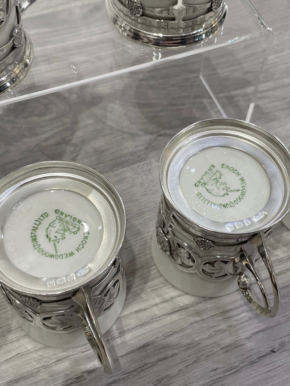 Set of Six Edwardian Solid Silver Coffee Can Holders,  View VII