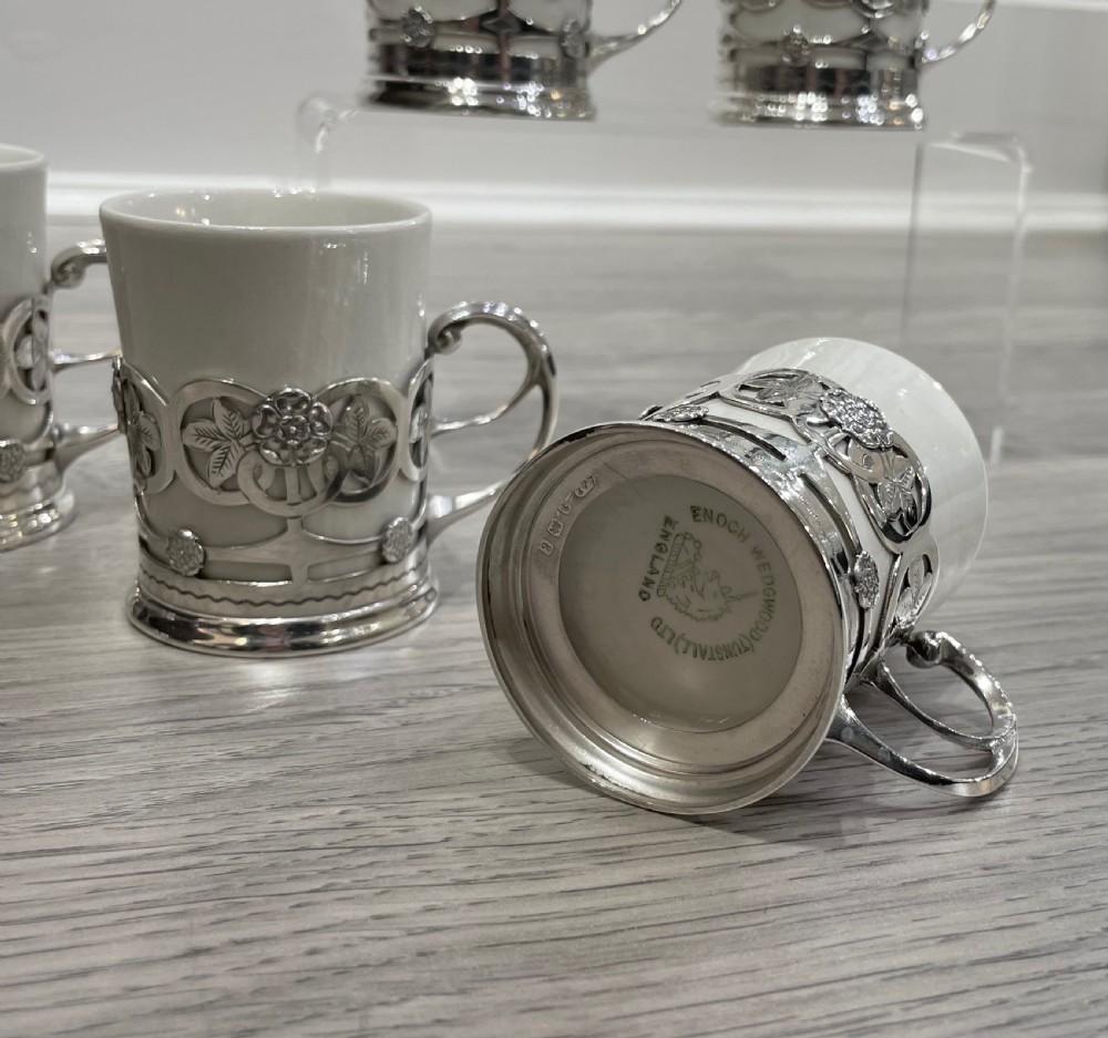 Set of Six Edwardian Solid Silver Coffee Can Holders,  View IX