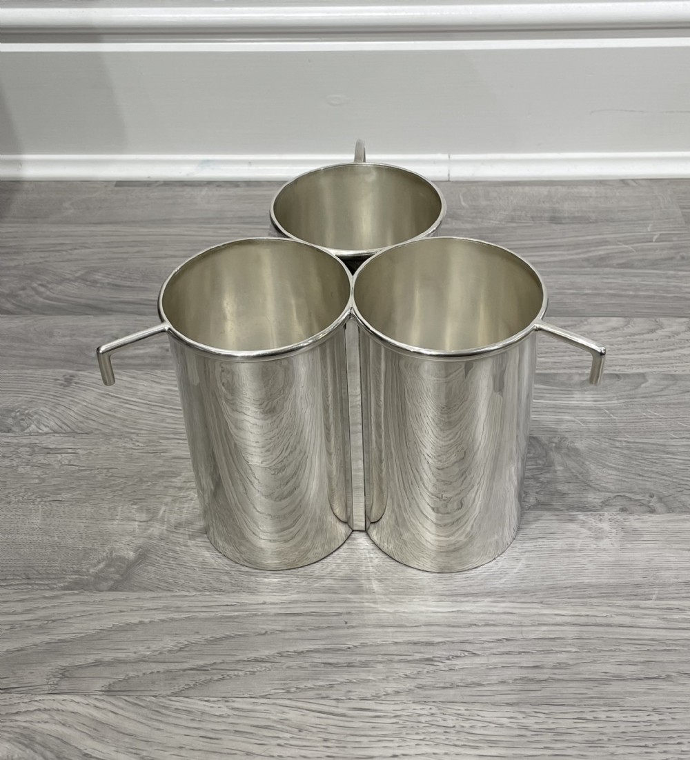 Stylish Art Deco Silver Plated Triple Wine Cooler, Hukin & Heath