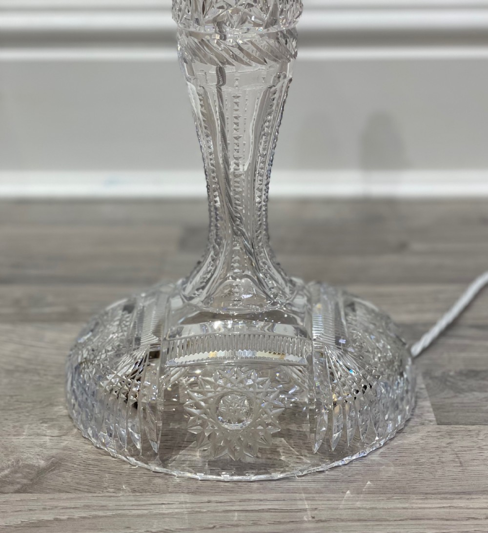 Quality 1930s Cut Glass Table Lamp View VI