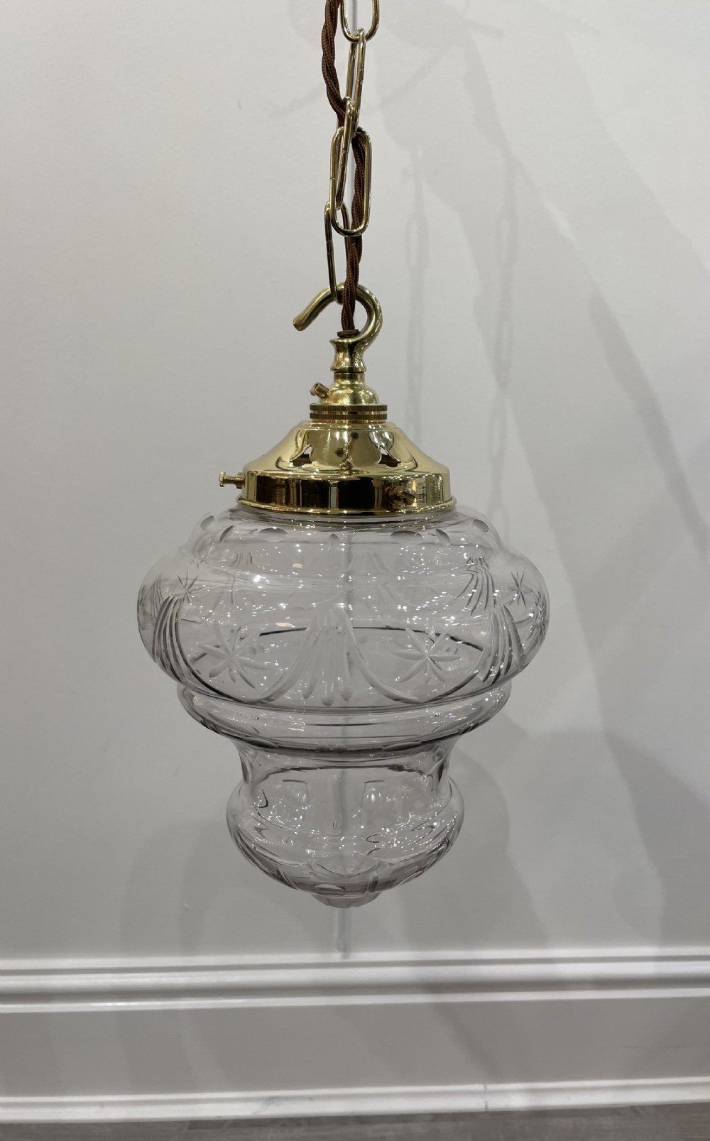 Pretty 1930s Cut Glass Hall Pendant