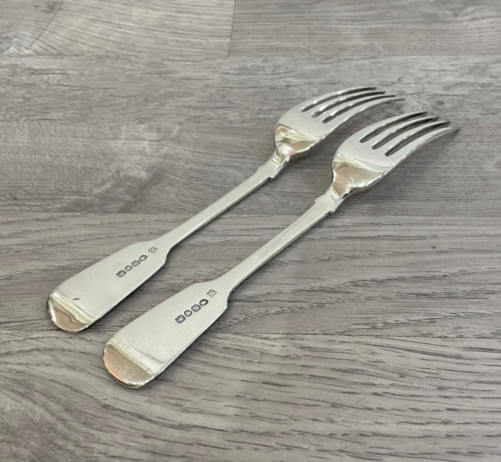 Pair of Victorian Solid Silver Dinner Forks View III