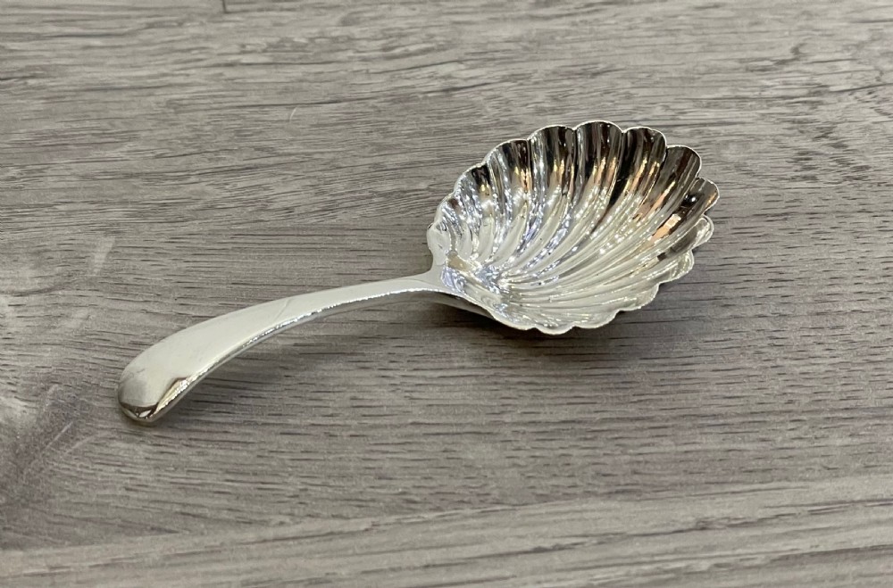 Victorian Silver Shell Bowl Caddy Spoon, 1898