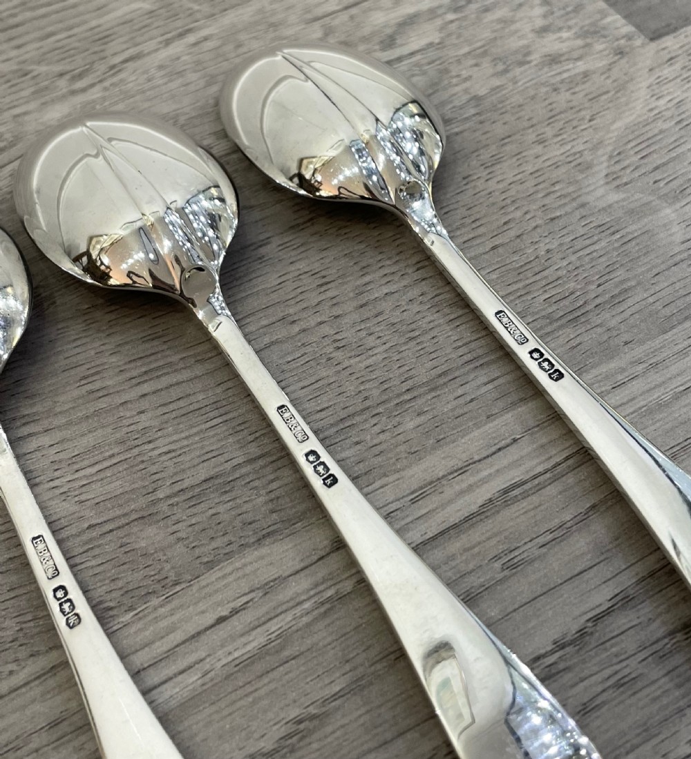 Quality Set of Rat Tail Silver Dessert Spoons View III