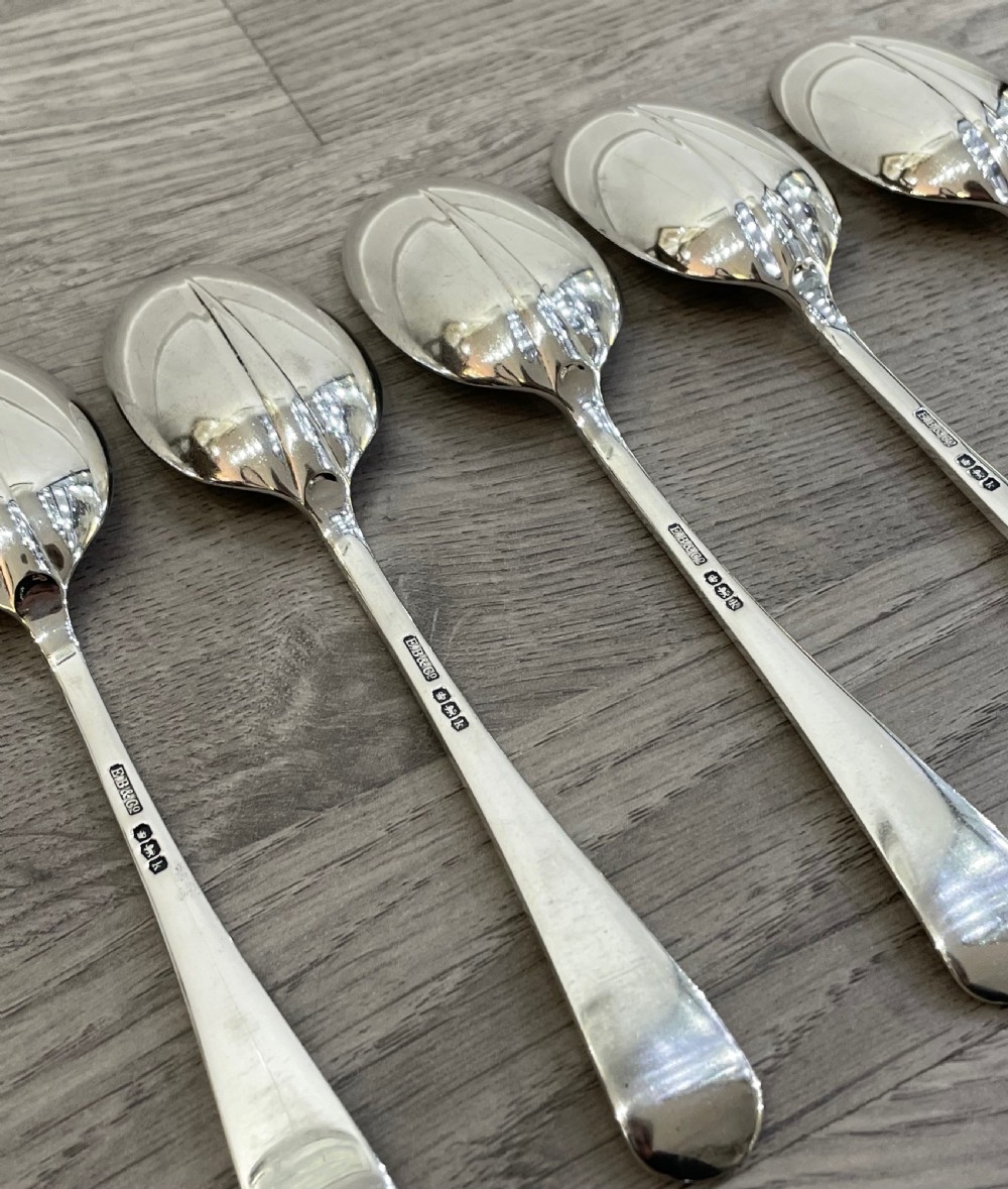 Quality Set of Rat Tail Silver Dessert Spoons View VI