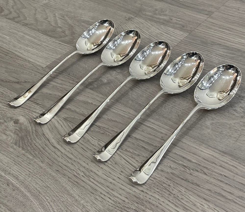 Quality Set of Rat Tail Silver Serving Spoons