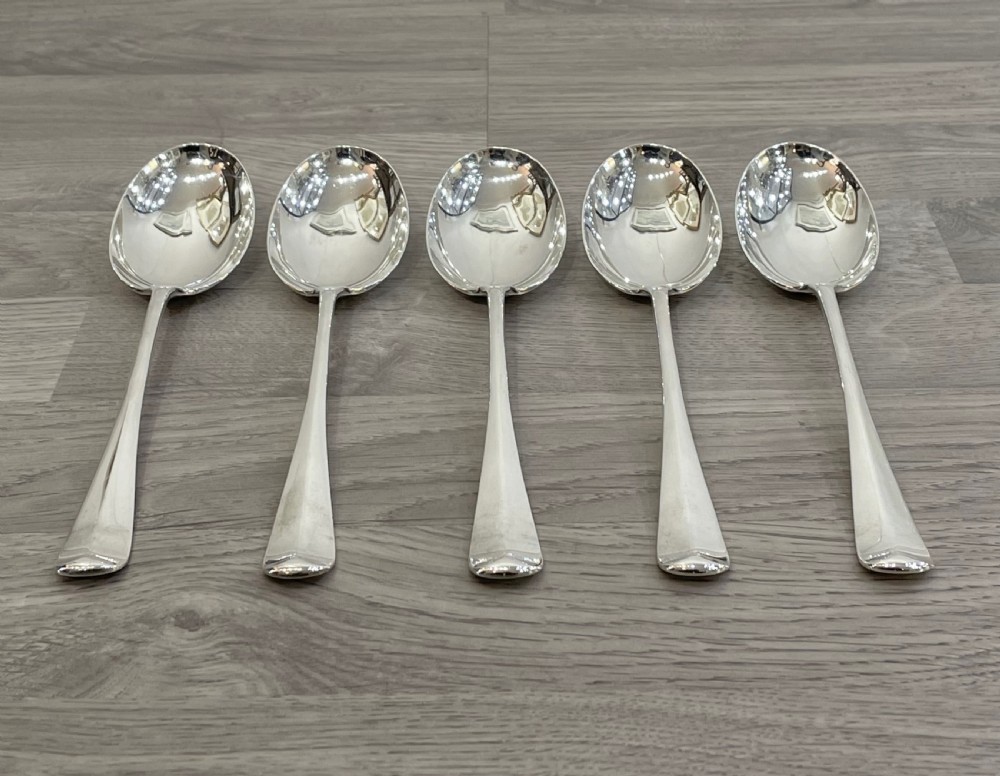 Quality Set of Rat Tail Silver Serving Spoons View II