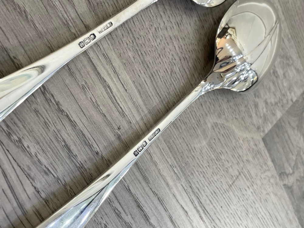 Quality Set of Rat Tail Silver Serving Spoons View III
