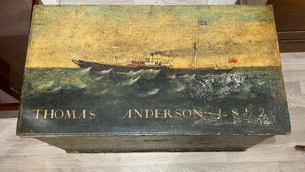 19th Century Hand Painted Sea Chest, P&O connection  View II