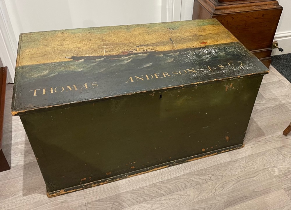 19th Century Hand Painted Sea Chest, P&O connection  View V