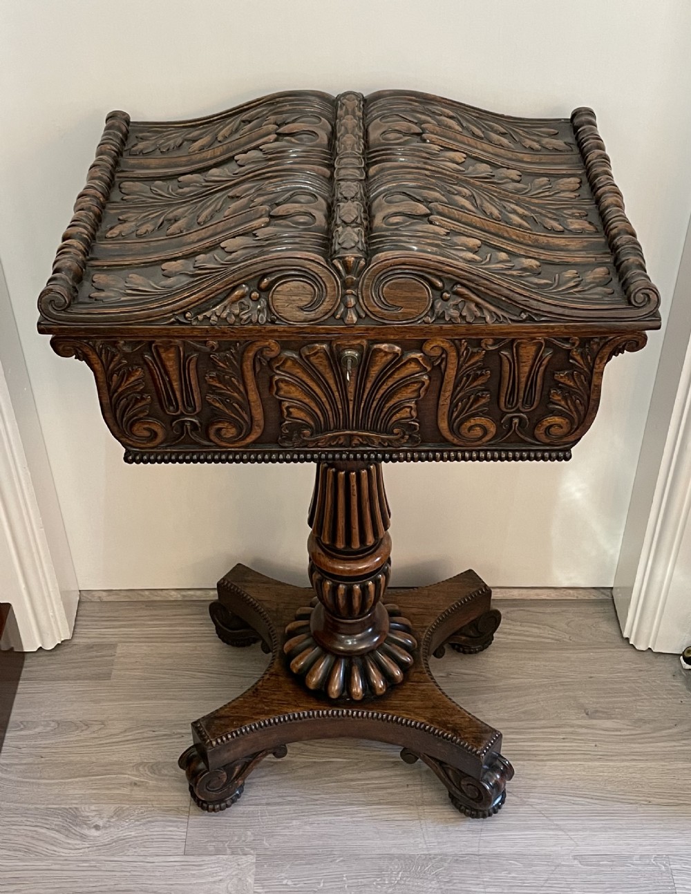Regency Rosewood Sewing Table, Attributed to Gillows View II
