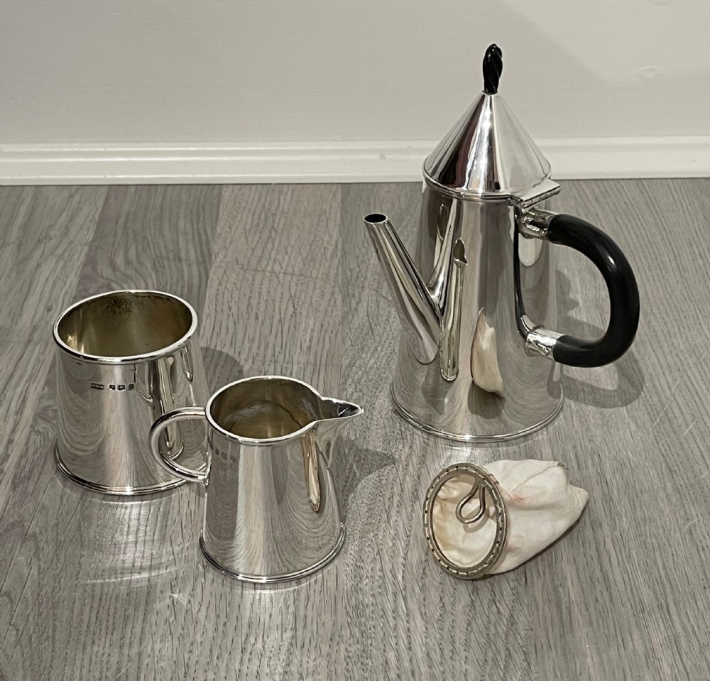 Quality Art Deco Solid Silver Coffee Set View II