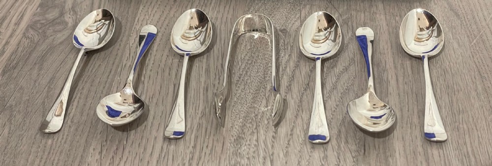 Set of Six Edwardian Silver Teaspoons and Tongs, Sheffield 1909 by Cooper Brothers & Sons Ltd View IV