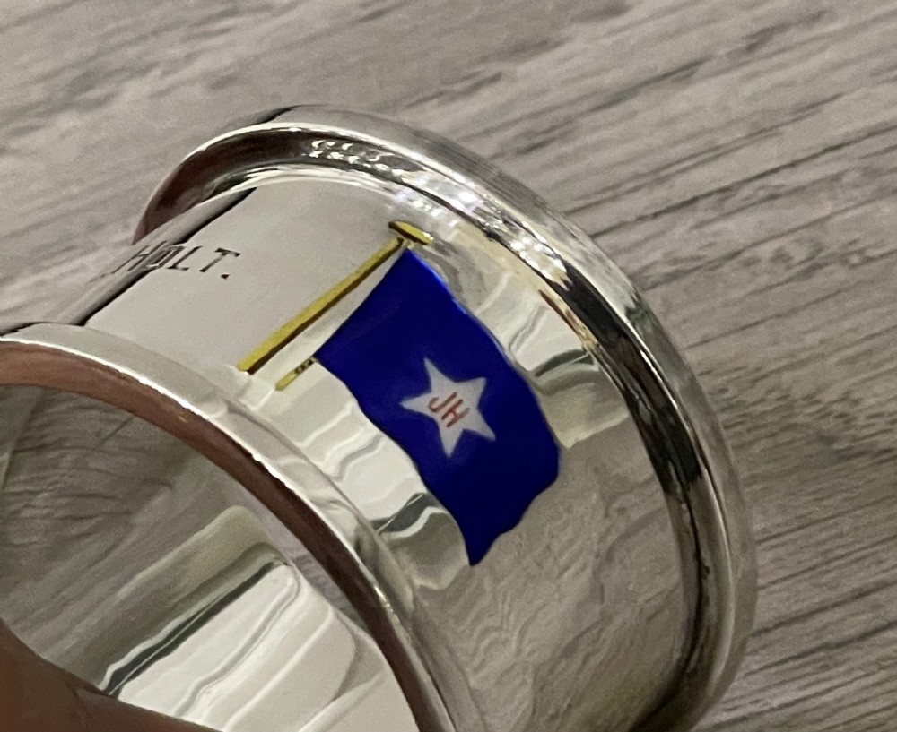 Rare Silver & Enamel Napkin Ring, SS Robert L Holt View II