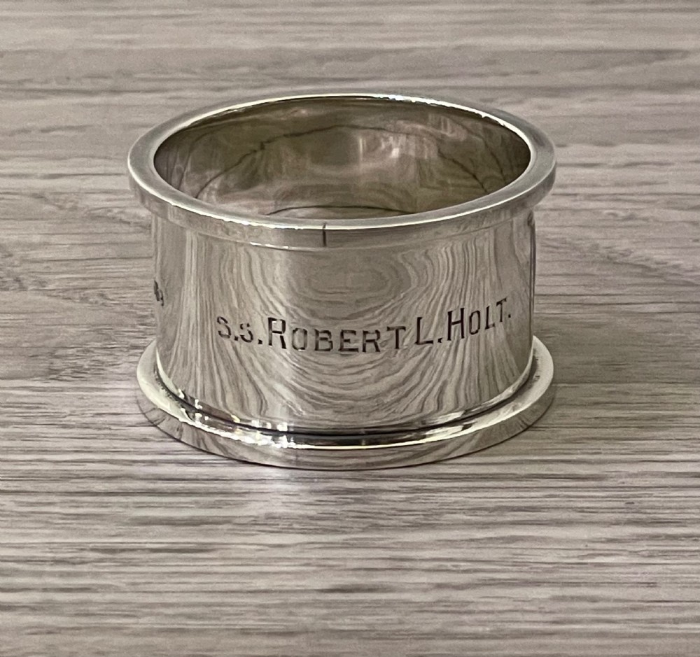 Rare Silver & Enamel Napkin Ring, SS Robert L Holt View III