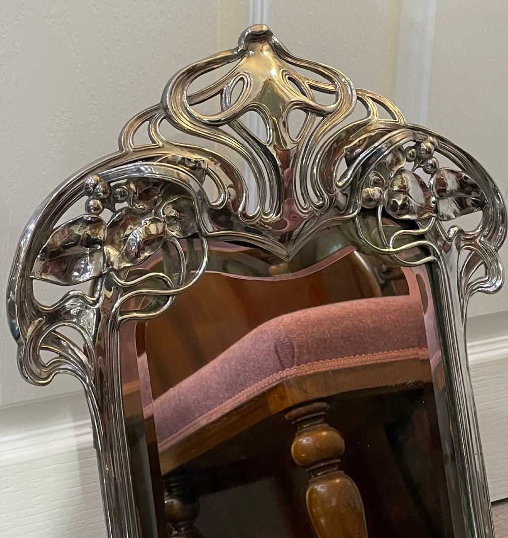 Stunning WMF Art Nouveau Silver Plated toilet dressing table Mirror View IV
