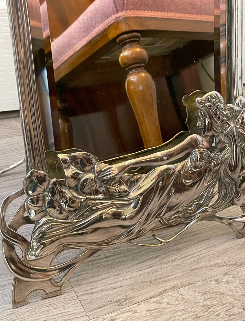 Stunning WMF Art Nouveau Silver Plated toilet dressing table Mirror View V