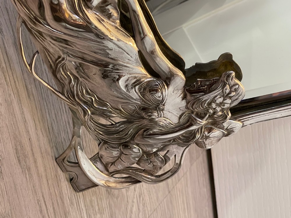 Stunning WMF Art Nouveau Silver Plated toilet dressing table Mirror View VI
