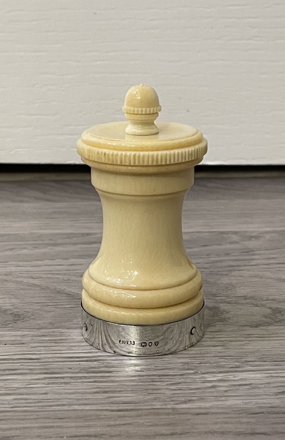 Victorian Silver Mounted Pepper Mill Grinder, 1894
