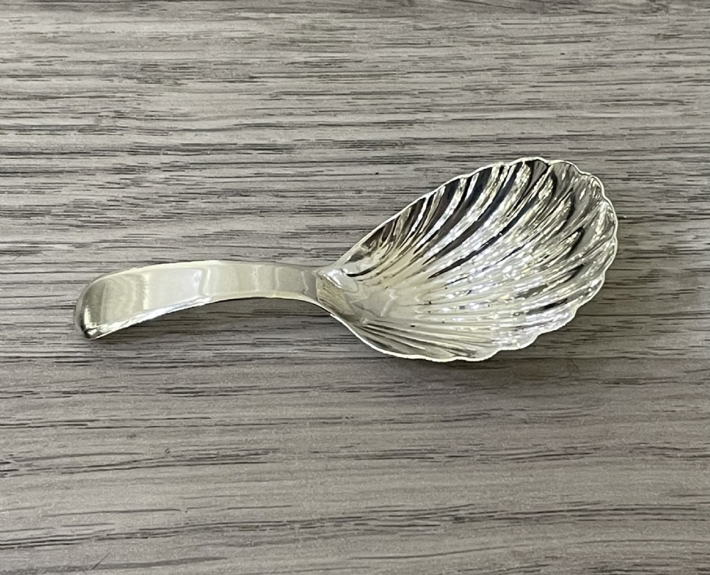 George III Silver Shell Caddy Spoon, hallmarked London 1803 by Elizabeth Morley