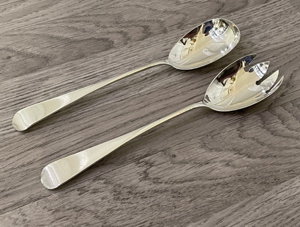Pair George V Solid Silver Salad Servers  View IV