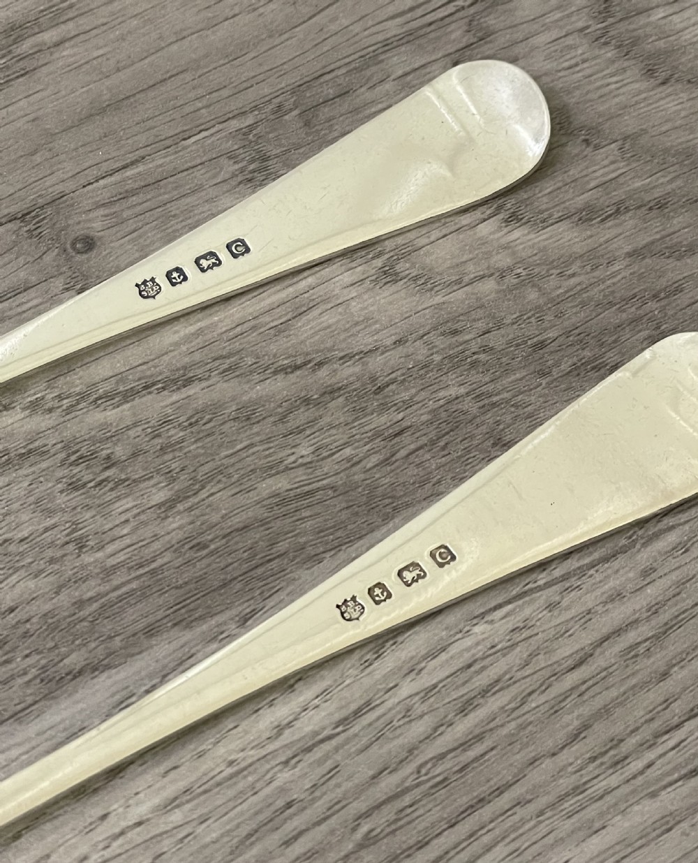 Pair George V Solid Silver Salad Servers  View VI