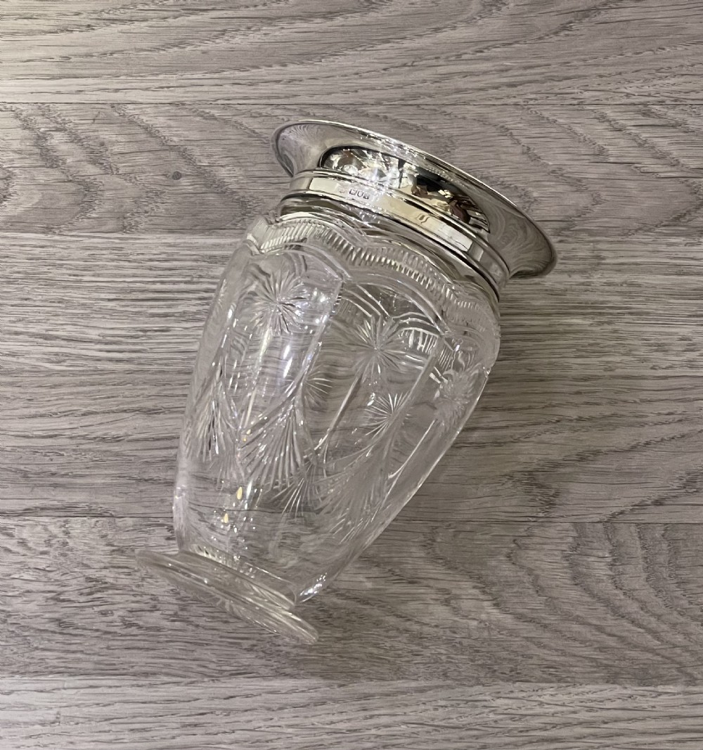 Large Edwardian Silver Mounted Cut Glass Vase View III