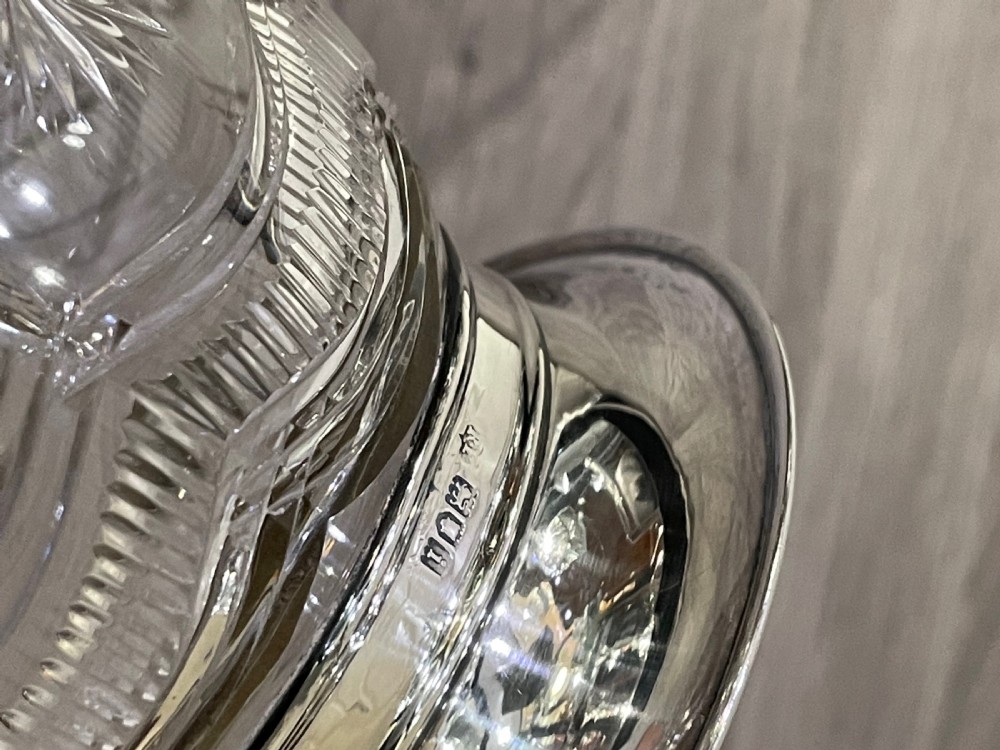 Large Edwardian Silver Mounted Cut Glass Vase View V