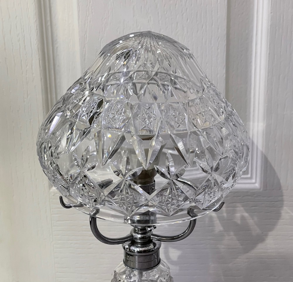 1930s Cut Glass Mushroom Lamp View IV