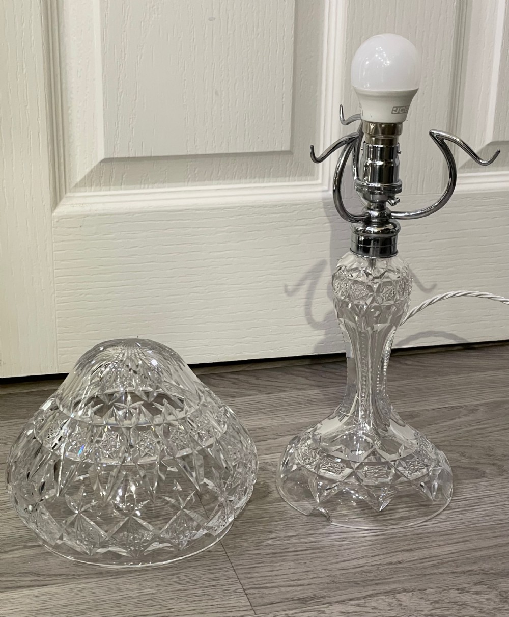 1930s Cut Glass Mushroom Lamp View V