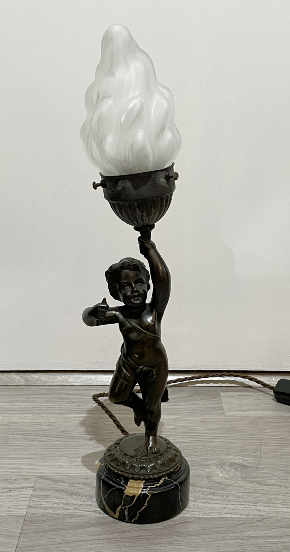 Quality 1930s Bronzed Cherub Table Lamp